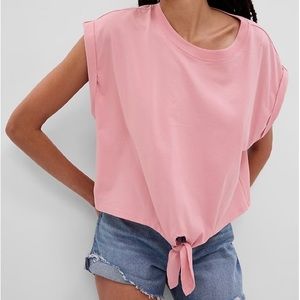 Large Petite Cotton Rose Pink Tie-Front Dolman T-shirt Original tags Never worn